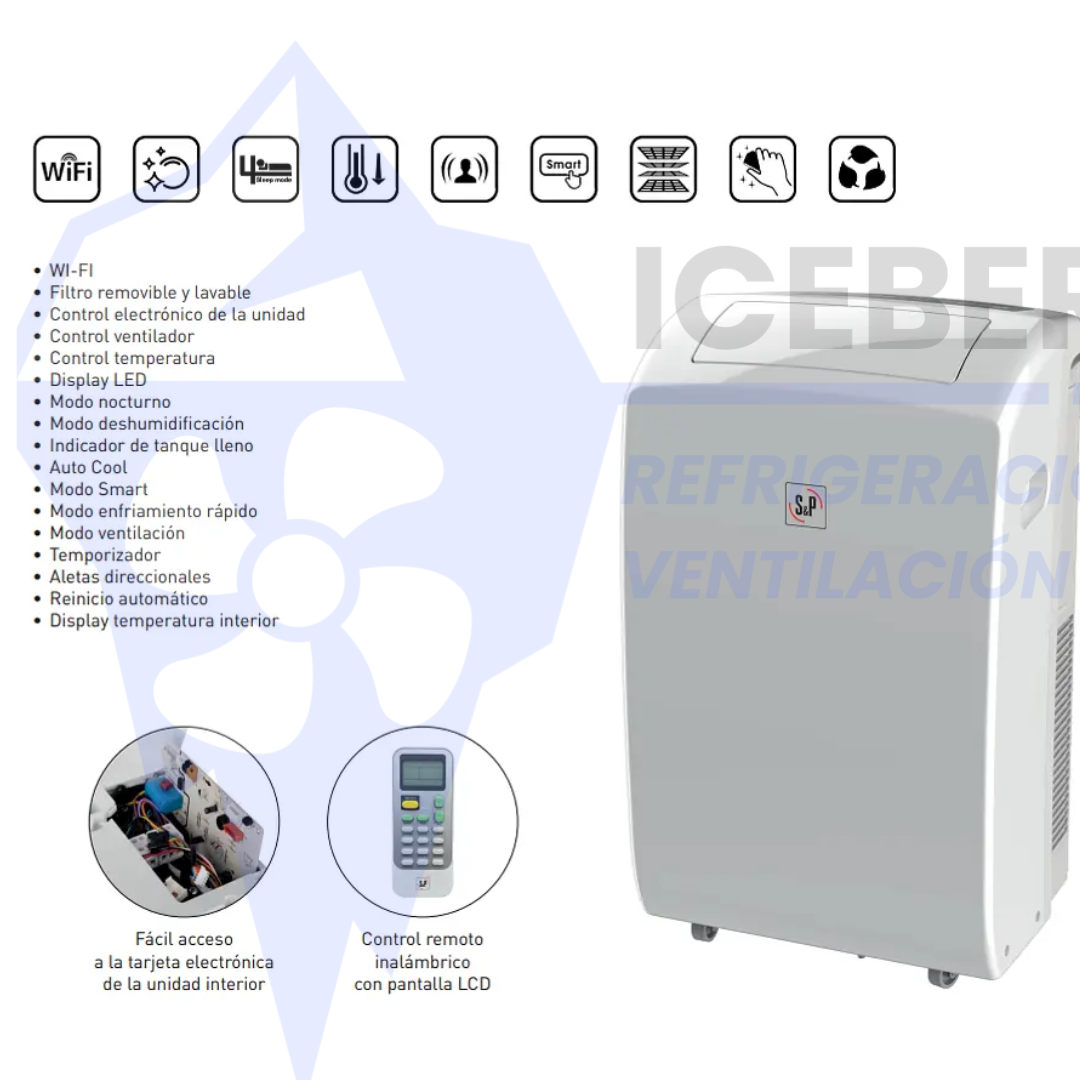 Aire Acondicionado Portátil Frío - Calor 12000 BTU S&P