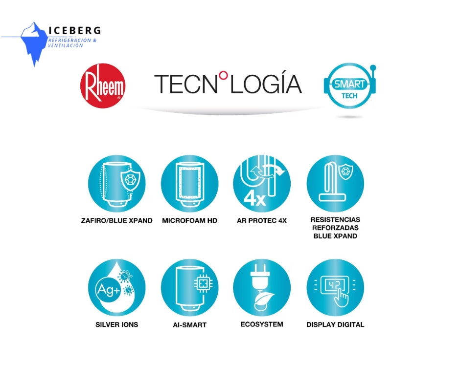 termo electrico mural 100 litros rheem icebergrefrigeracion.cl